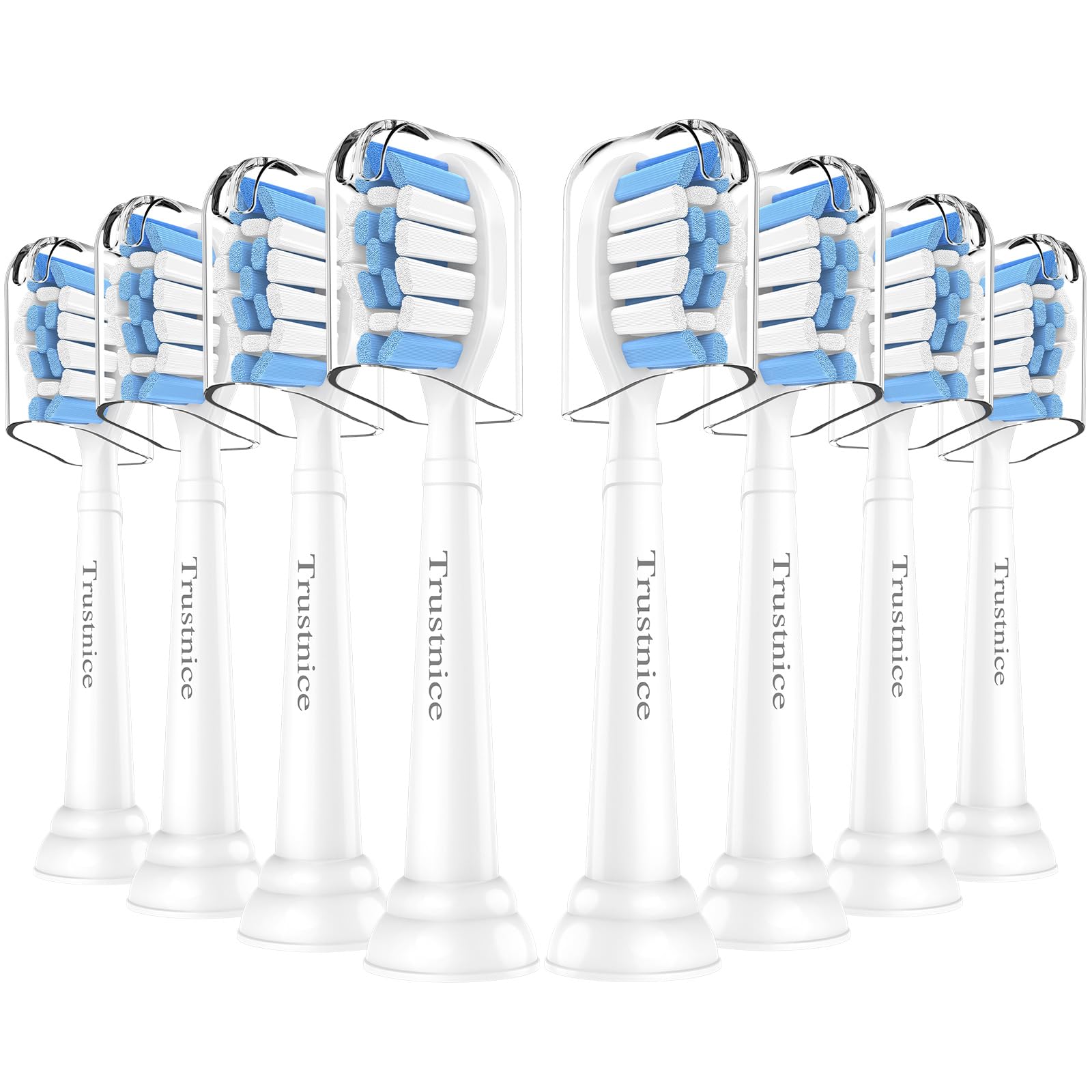 Trustnice Cepillos de repuesto compatibles con Philips Sonicare, Cabezales de cepillo aptos para Sonicare mangos apresión, 8 unidades (Blanco)