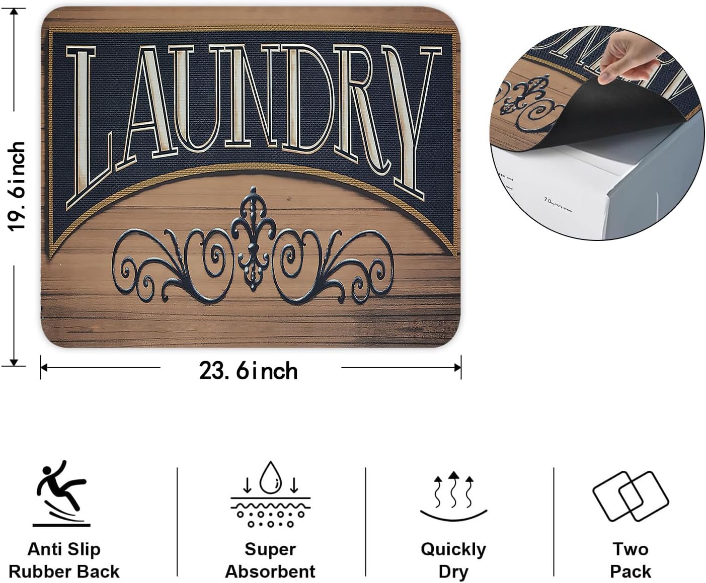 2PCS Washer and Dryer Covers for the Top,Non-slip Dryer Top Protector Mat,23.6" x 19.7" Dust-proof Washing Machine Cover, Washer Dryer Top Covers for Laundry Room Kitchen (brown1-2pcs)