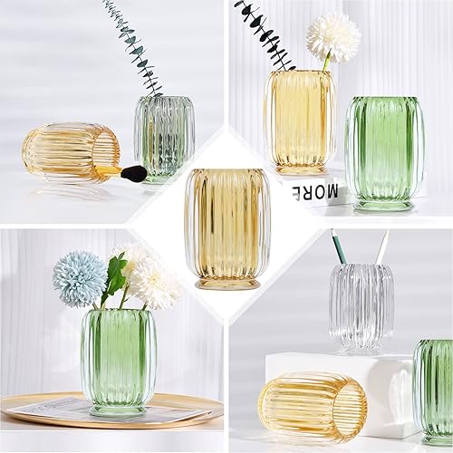 Miniatura 3 de DASITON Organizador de brochas de maquillaje, cepillo de maquillaje cosmético de cristal, soporte de almacenamiento de pinceles de vidrio, florero a