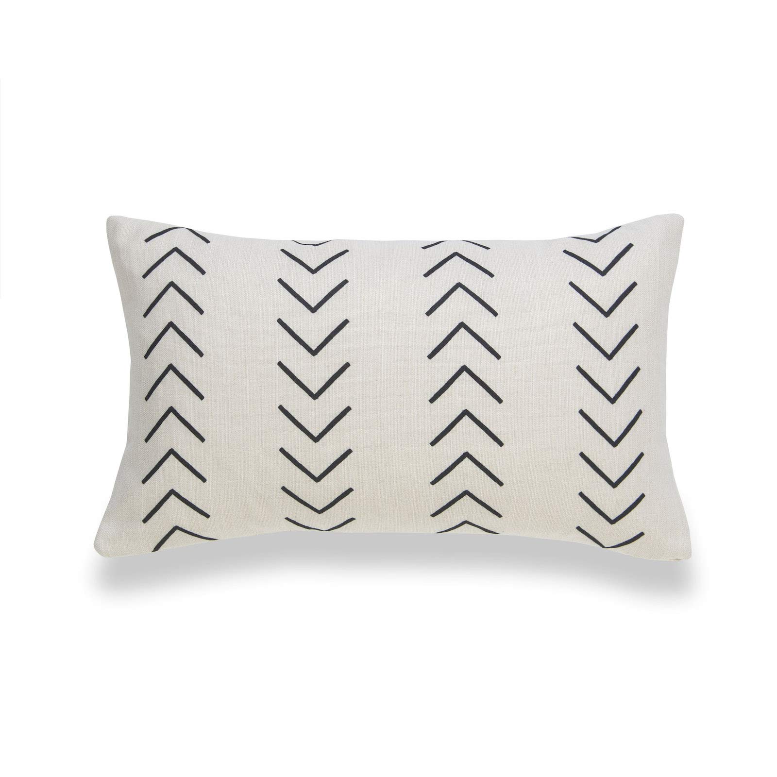 Hofdeco Modern Boho Decorative Lumbar Throw Pillow Cover ONLY, for Couch, Sofa, Bed, Herringbone Mudcloth, 12"x20"