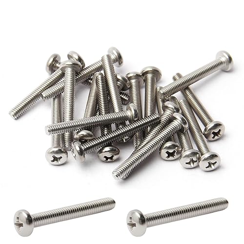 Miniatura 230 de MroMax 30 tornillos de máquina Phillips de cabeza plana M2 x 0.197 in, acero inoxidable 304 18-8, rosca completa, tornillos de cabeza cruzada gris