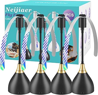 Neijiaer Fly Fans for Tables, Practical Fly Repellent Fan with Soft Blades, USB or Batteries Powered, Soundless and Portable Keeps Your Food Clean(4 Pack)