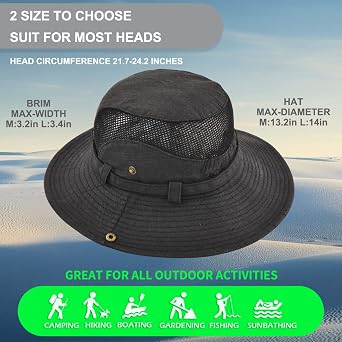 Cotton Sun Hat UV Protection Summer Hats Beach Hat Safari Boonie Hat Foldable Fishsing Hat with Breathable Mesh and Adjustable Chin Strap Coffee…