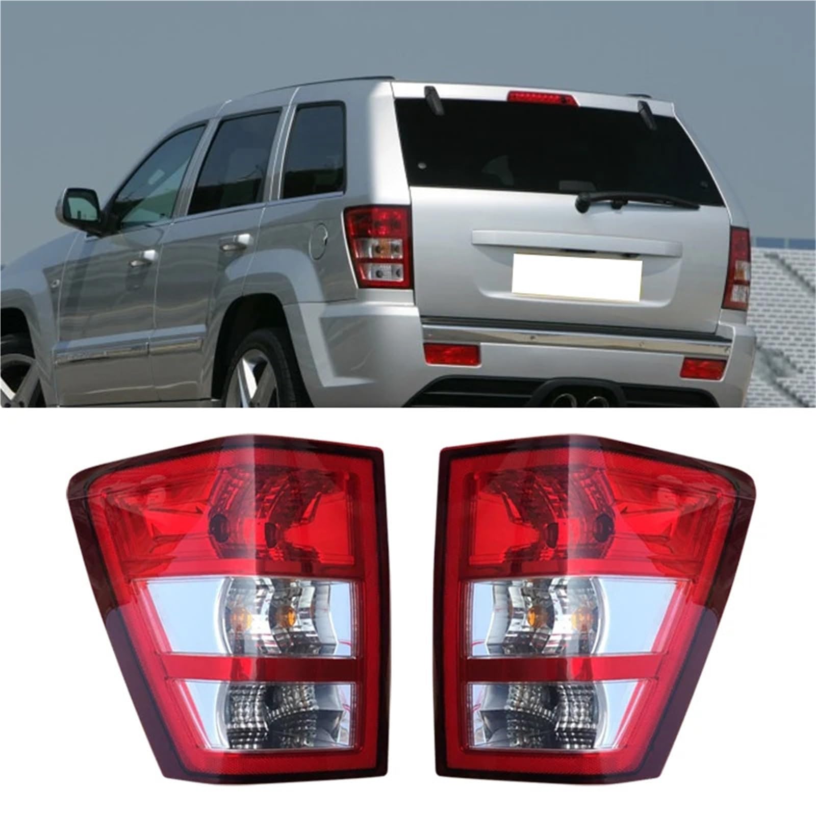 Conjunto de luces traseras compatible con Jeep Grand Cherokee WH WK 2005-2010 Luces de advertencia Luces de freno Luces de marcha atrás Luces intermitentes de dirección(Left)