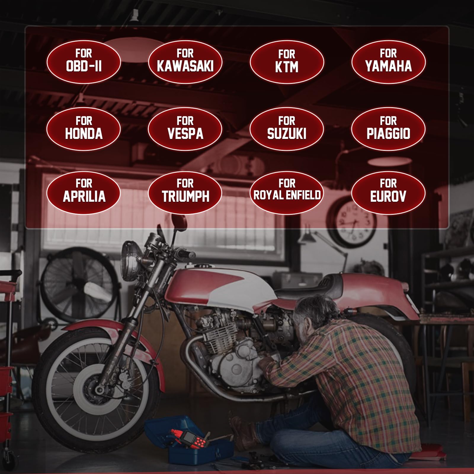 MRCARTOOL Diagnóstico OBD2 para Motocicleta, Escáner para Kawasaki, Honda, Yamaha, Triumph, KTM UE, Memoria de Diagnóstico de Errores, Lectura de Códigos de Error de Motocicleta