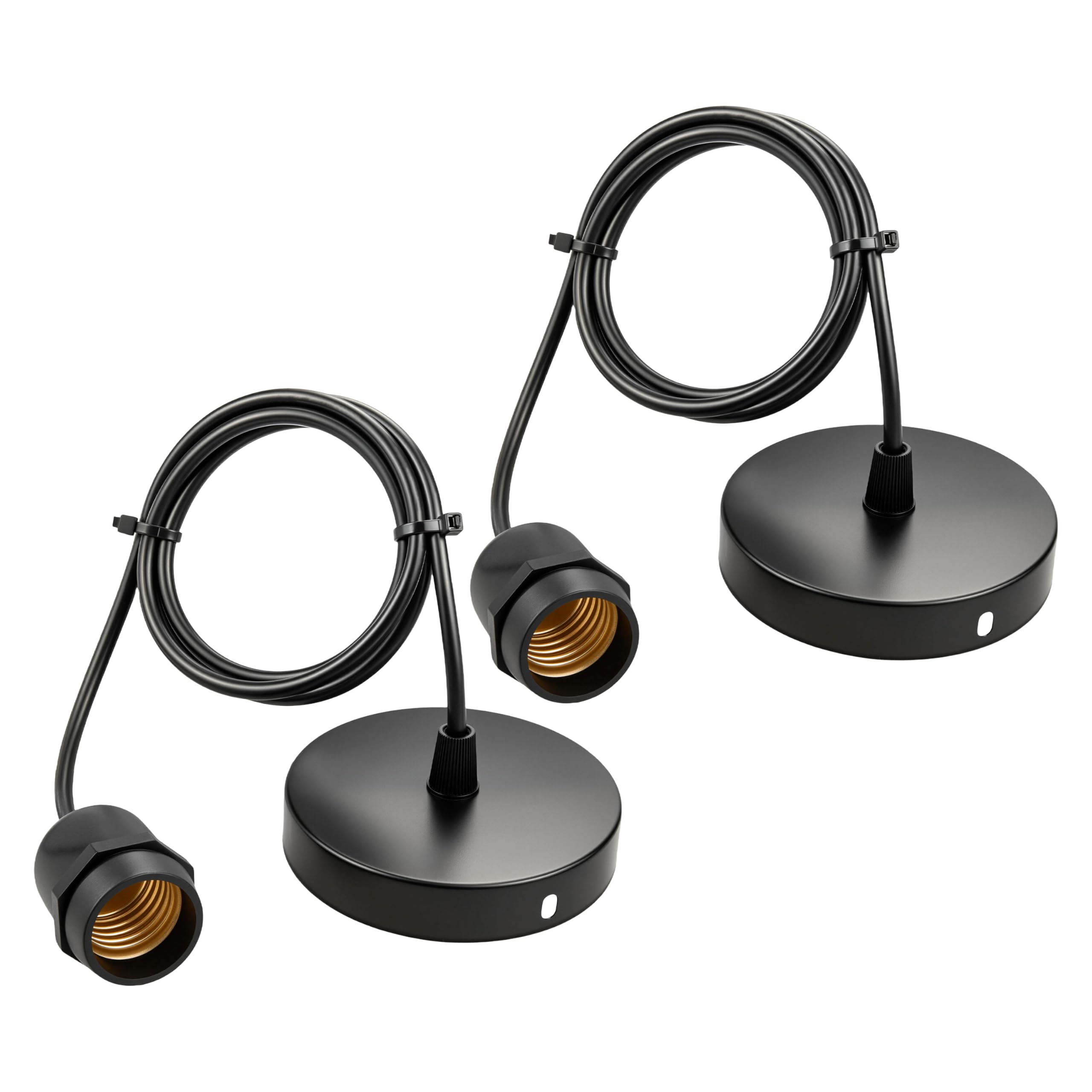 urcianow 2 Pack IP65 Waterproof Pendant Light E27 Holder 100cm Adjustable Black Cord Hanging Lamp Fixture, Industrial Metal Ceiling Rose for Indoor & Outdoor Kitchen Porch Patio Bar