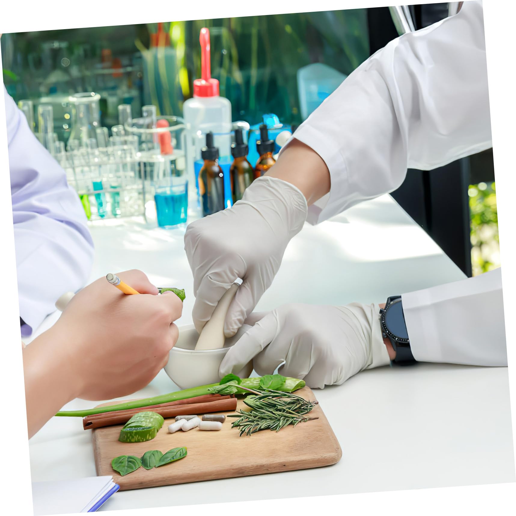 Set Mortaio e Pestello in Porcellana Bianca 60mm, Ciotola per Macinazione Spezie e Pillole Bordi Arrotondati, Utensili da Cucina per Preparazione Integratori e Condimenti