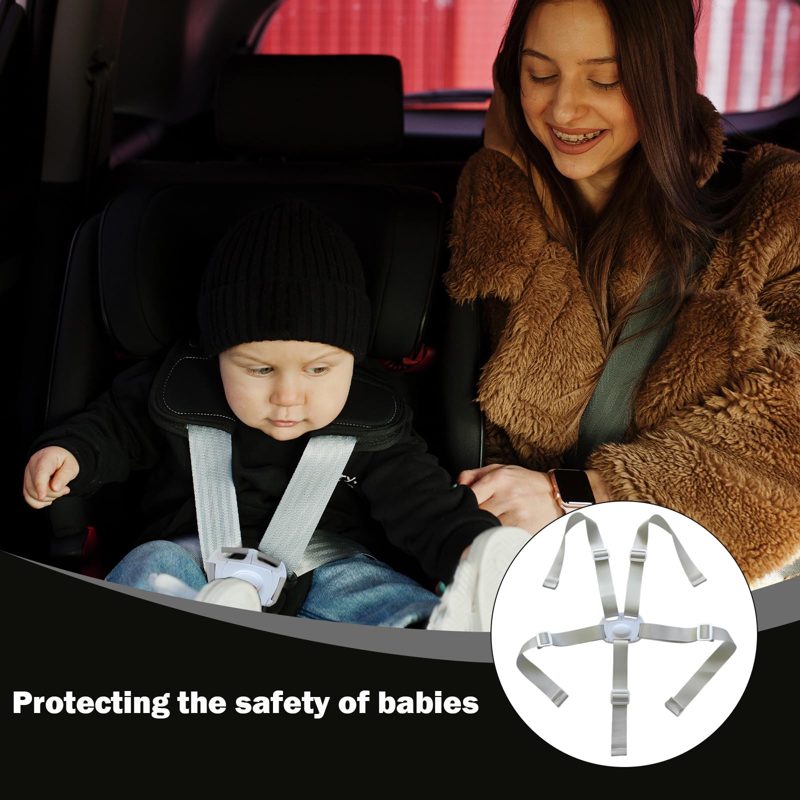 Cintura di sicurezza per seggiolone, cintura di sicurezza a 5 punti, cintura di sicurezza universale regolabile per bambini