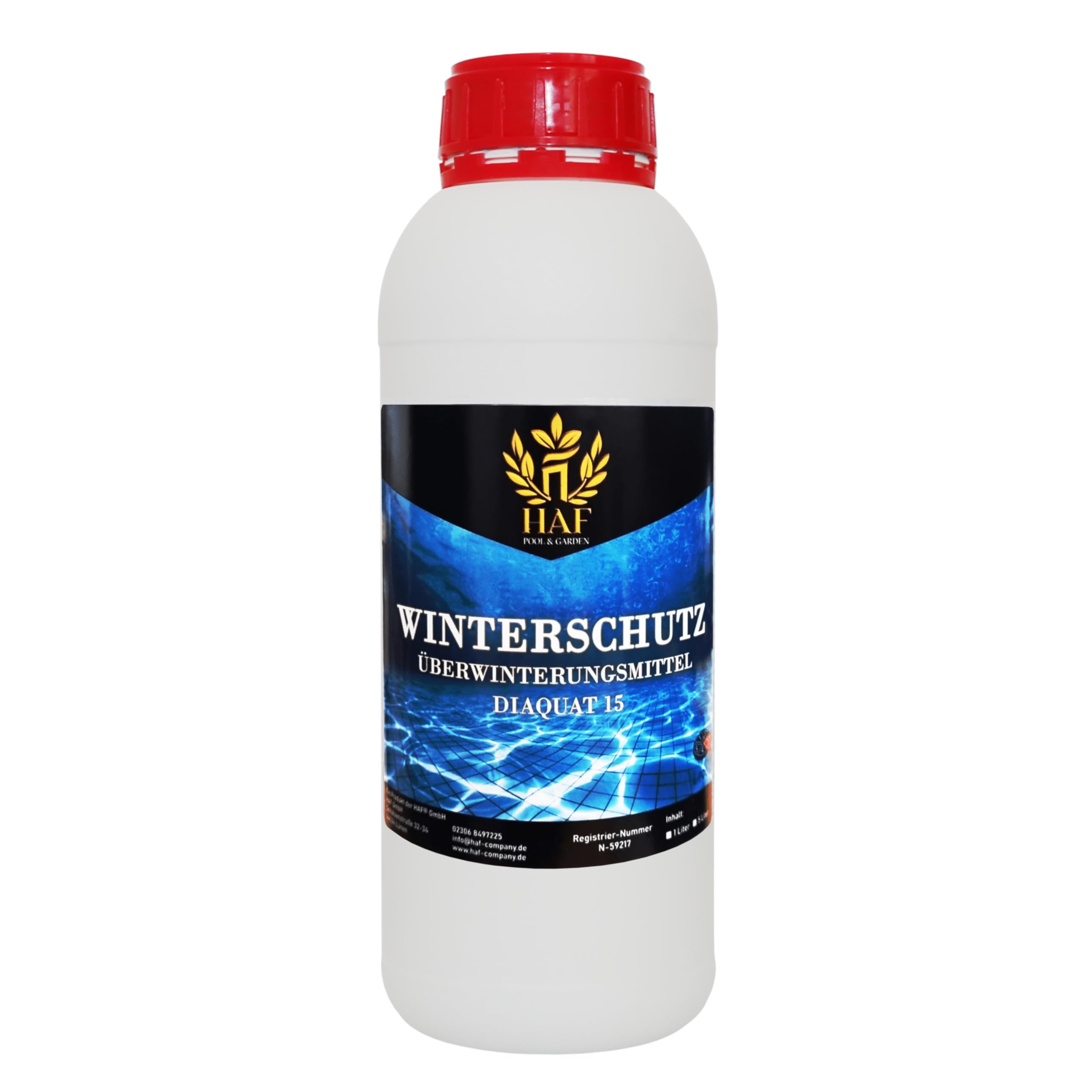 HAF Pool Winterschutz 1 Liter Überwinterungsmittel für Schwimmbad Überwinterungskonzentrat gegen Algen und Kalk Made in Europe