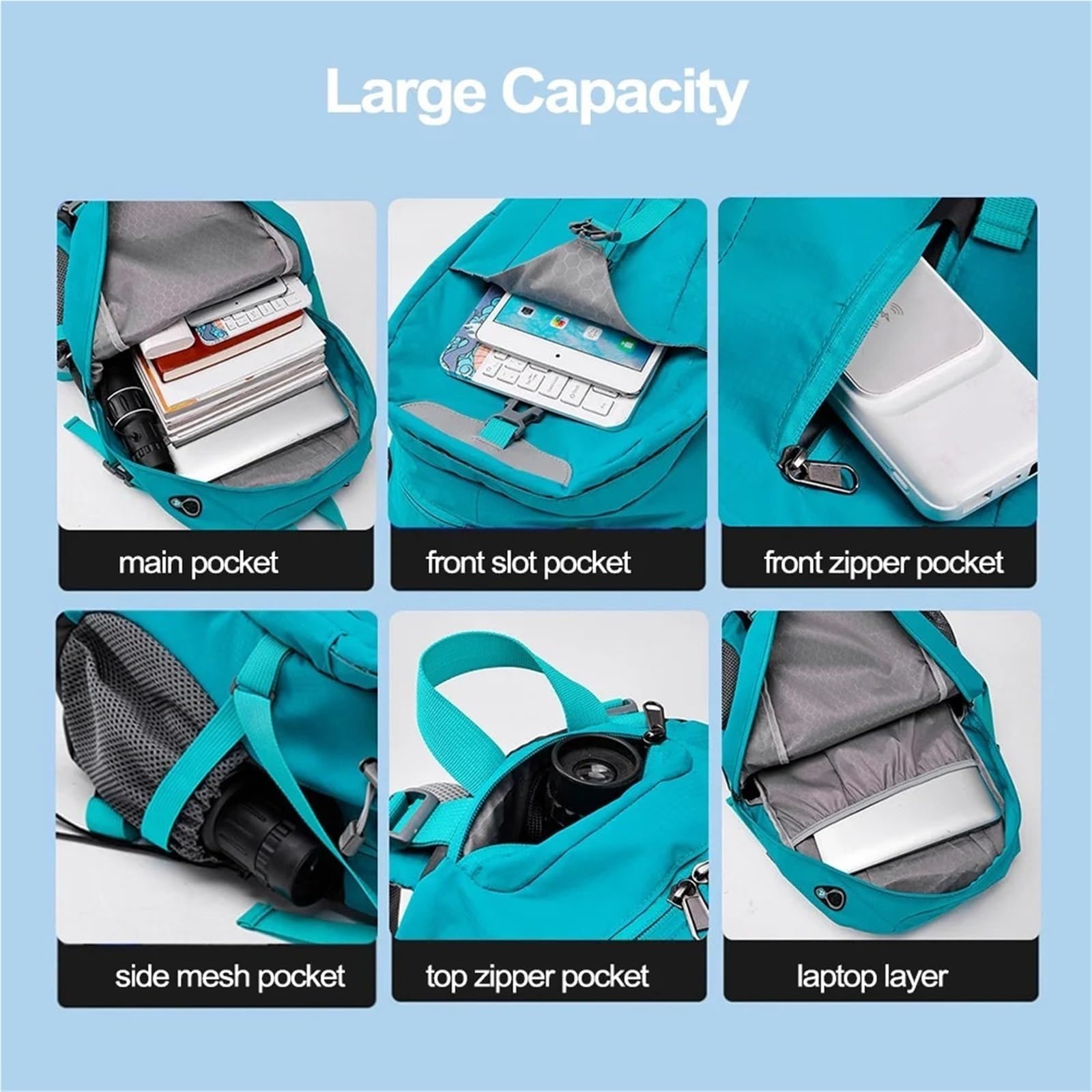 Zaino Trekking Zaino da viaggio for escursionismo e campeggio 40 litri con copertura antipioggia, zaino arrampicata for esterni, grande bagaglio, sportivo for la scuola uomo