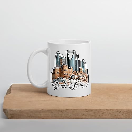 Miniatura 5 de Taza de Arabia Saudita para mujeres y hombres, tazas de cerámica, taza de té y café con asa, bonita taza blanca tamaño de taza  11 oz divertida