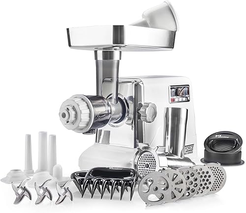 Miniatura 10 de Máquina de triturar carne y rellenar salchichas STX International Model STX 3000 TF Turboforce eléctrica tamaño 12 con 3 platos de moler 3 cuchillas