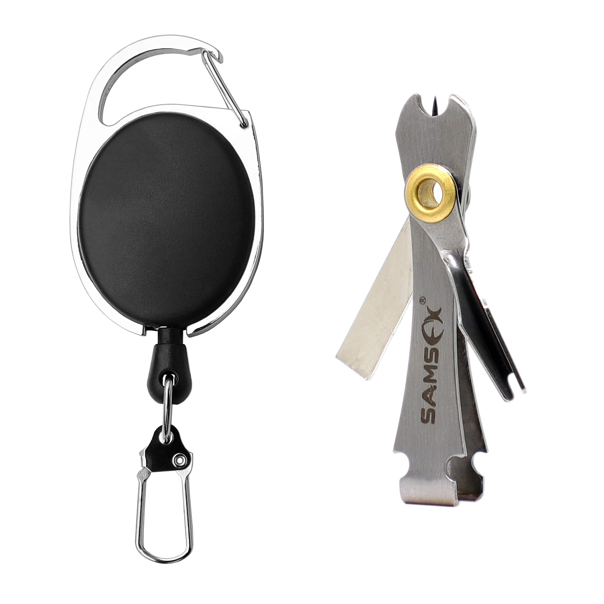 SAMSFX Fishing Quick Nail Knot Tying Tool Copper Rivet with Zinger Retractor