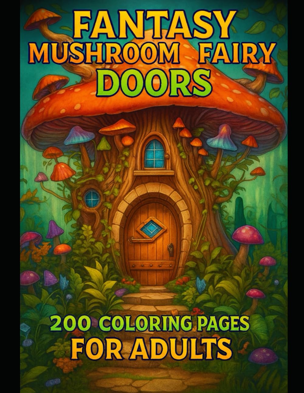 Fantasy Mushroom Fairy Doors: 200 Coloring Pages For Adults