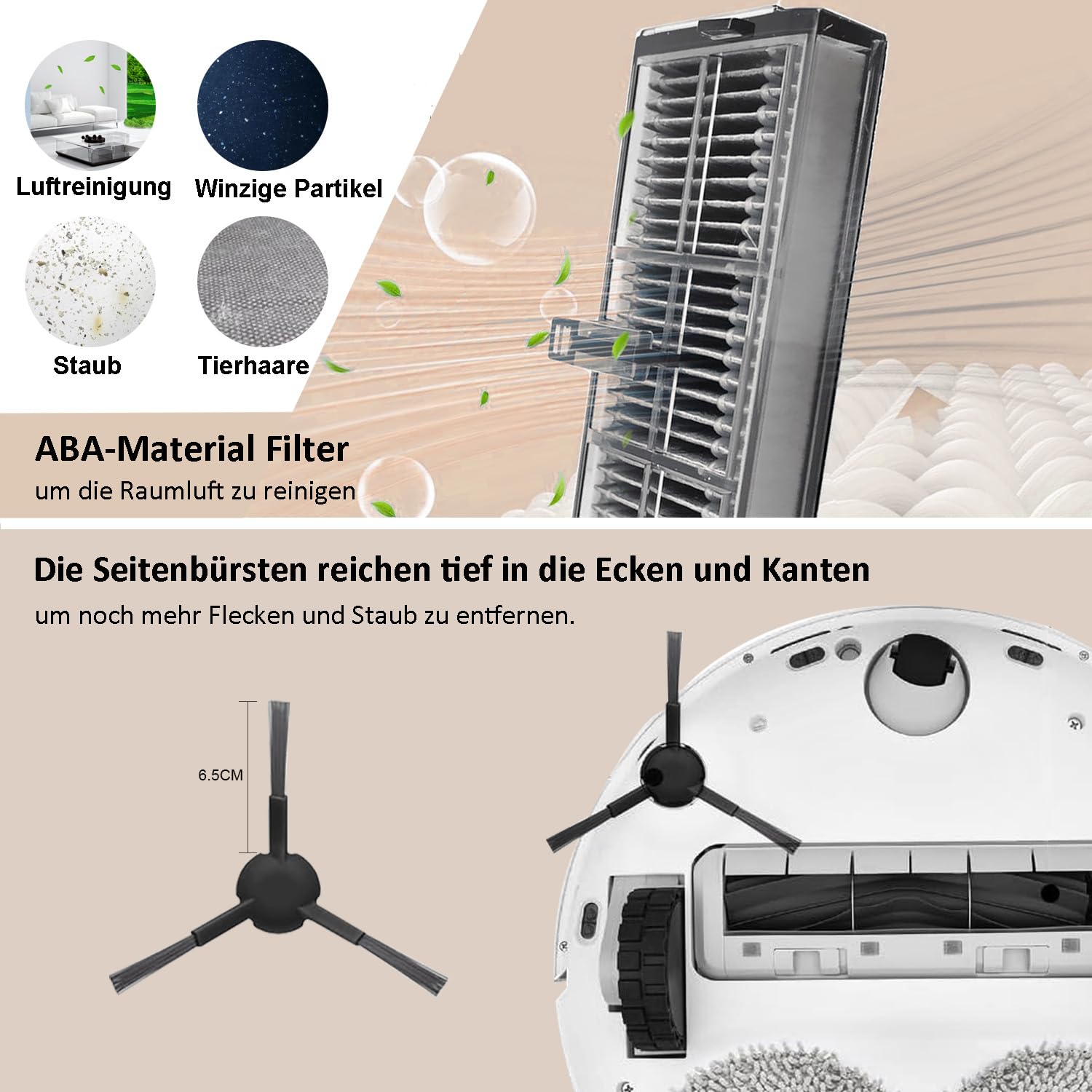SpeHiate Accessoires voor de Dreame L10s Pro Ultra Heat robotstofzuiger, reserveonderdelenset 1 hoofdborstel, 6 dweilen, 6 stofzakken, 2 HEPA-filters, 4 zijborstels