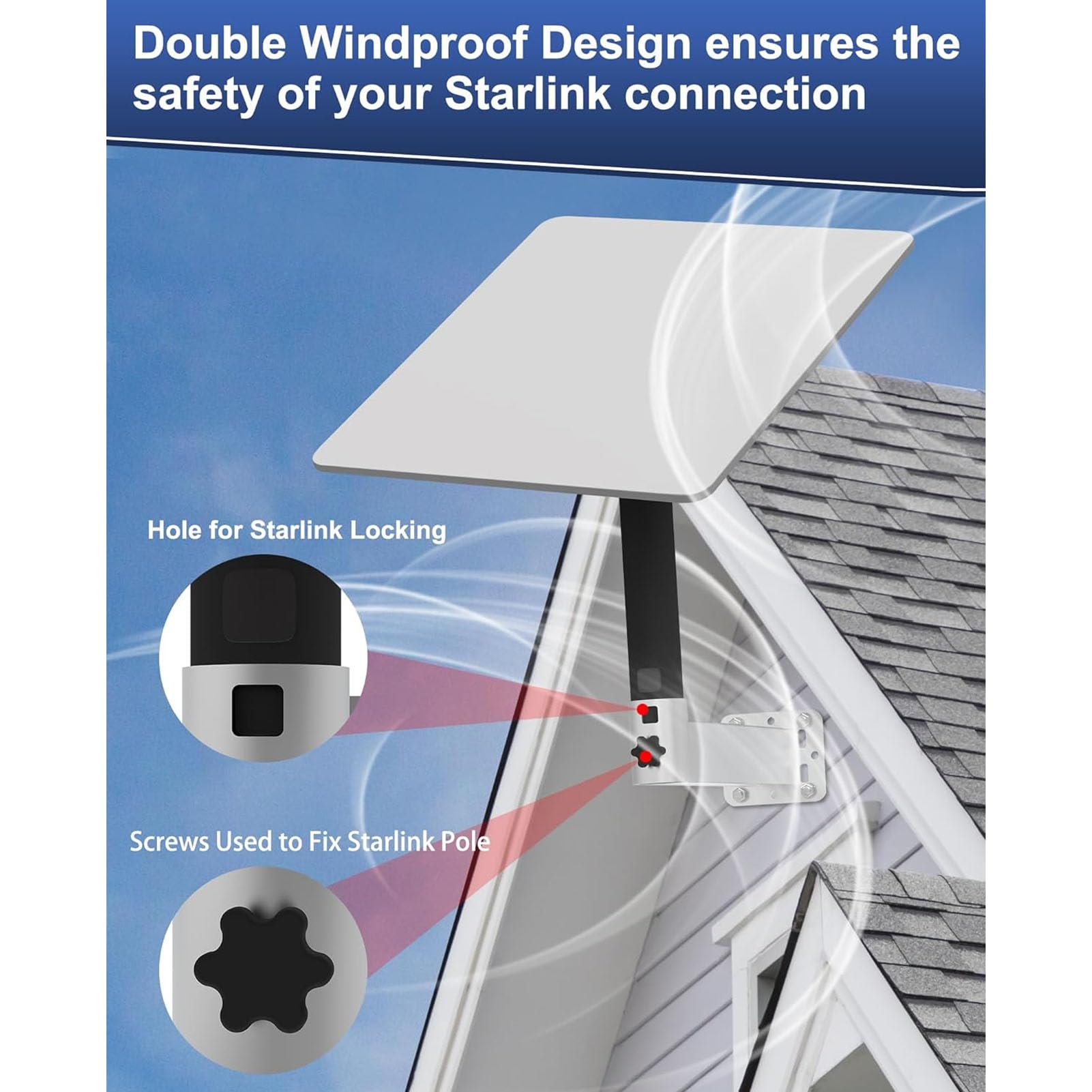 Kit de Montage D'antenne en Acier Inoxydable pour V2, Support Mural Court sur Toit avec Base Large, pour V2, pour Kit Internet Satellite