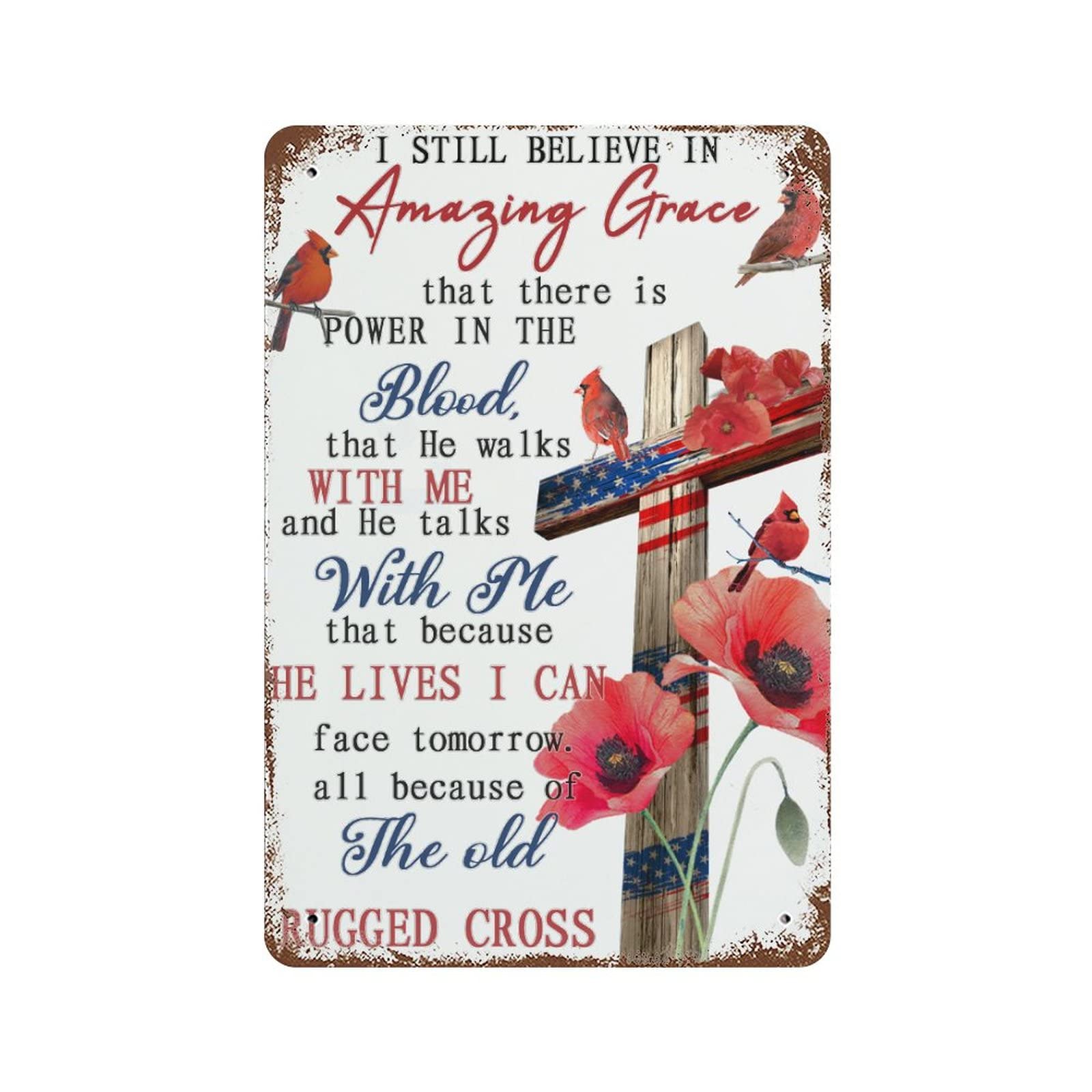 Panneau mural rétro Amazing Grace en métal de 30,5 x 45,7 cm