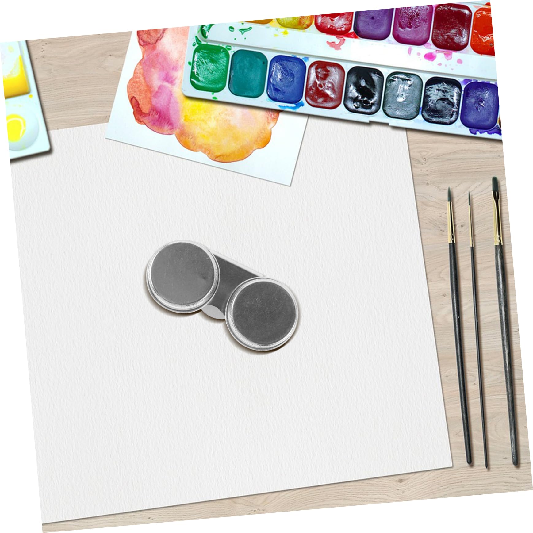 Gogogmee Stainless Steel Oil Painting Palette Cup Lid Double Pot for Artists Portable Mixing Palette Cup Brush Cleaning Holder