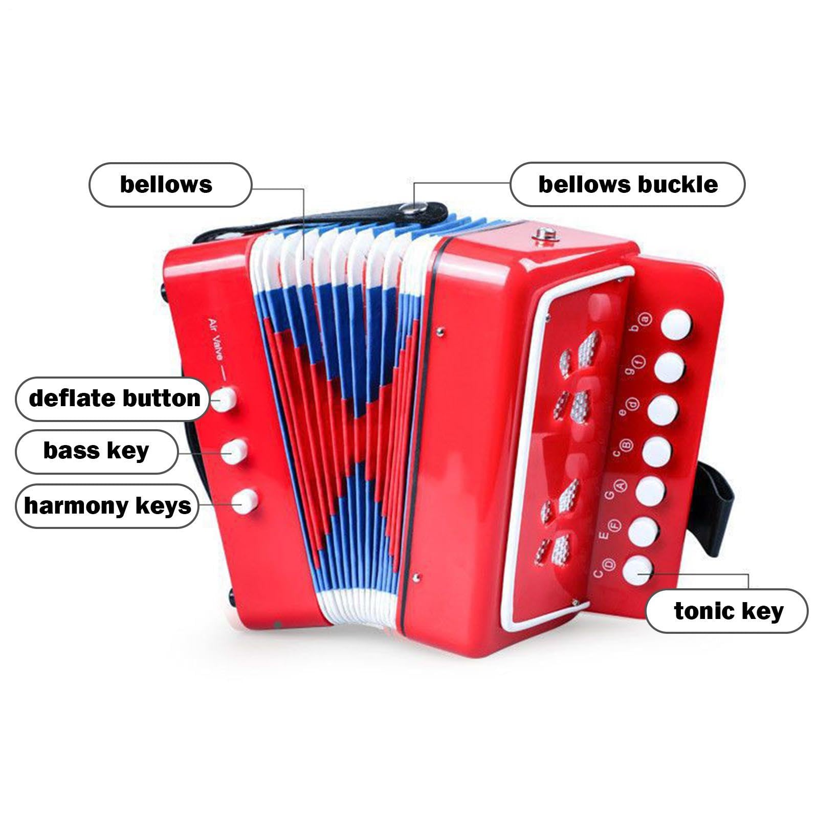 Mini instrumenty muzyczne akordeonowe, akordeon guzikowy 7 klawiszy Mały