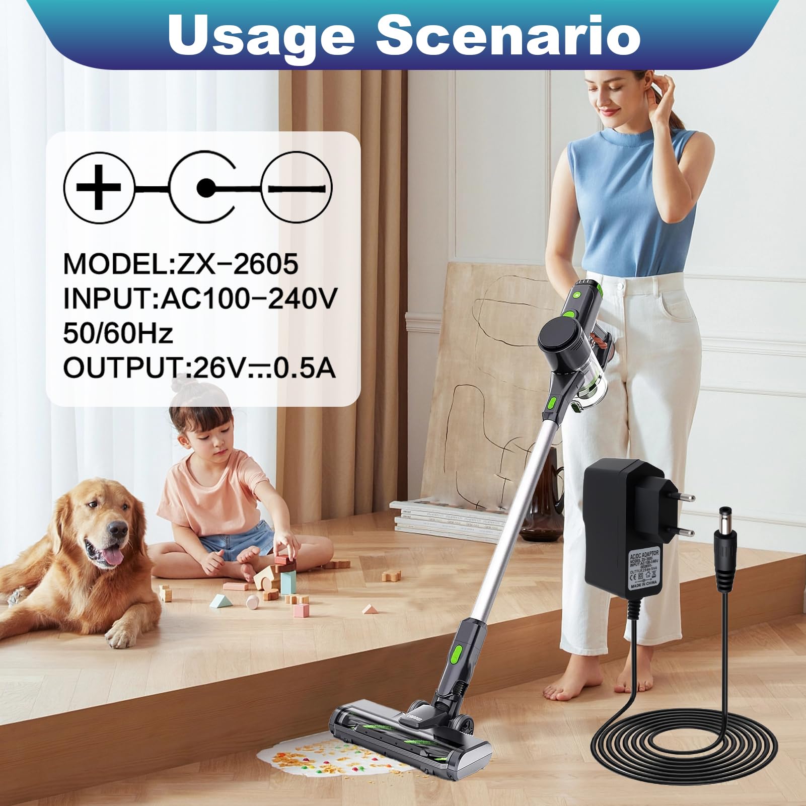 26V 500mA Ładowarka do Hoover H-Free 100 200 300 500 700 800, adapter do odkurzacza HF122RH