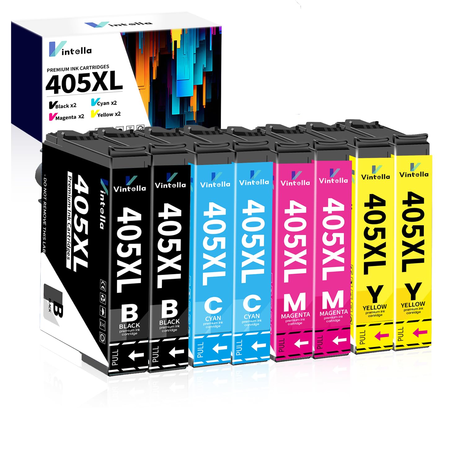 Vintella 405XL Ink Cartridges Replacement for Epson 405XL Multipack for WorkForce Pro WF-3820DWF WF-3825DWF WF-4820DWF WF-4825DWF WF-4830DTWF WF-7830DTWF WF-7835DTWF WF-7840DTWF (8pcs)