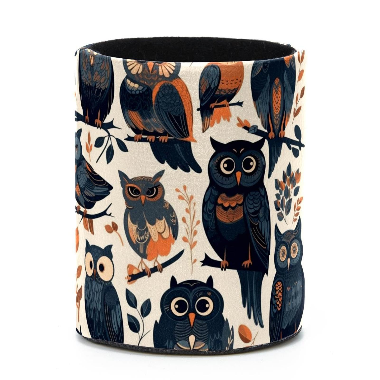 VAPOKF Round Pencil Holders for Desk, Cute Owls Pen Holders Pen Pot Makeup Brushes Storage Desktop Stationery Supplies Organiser for Home Office