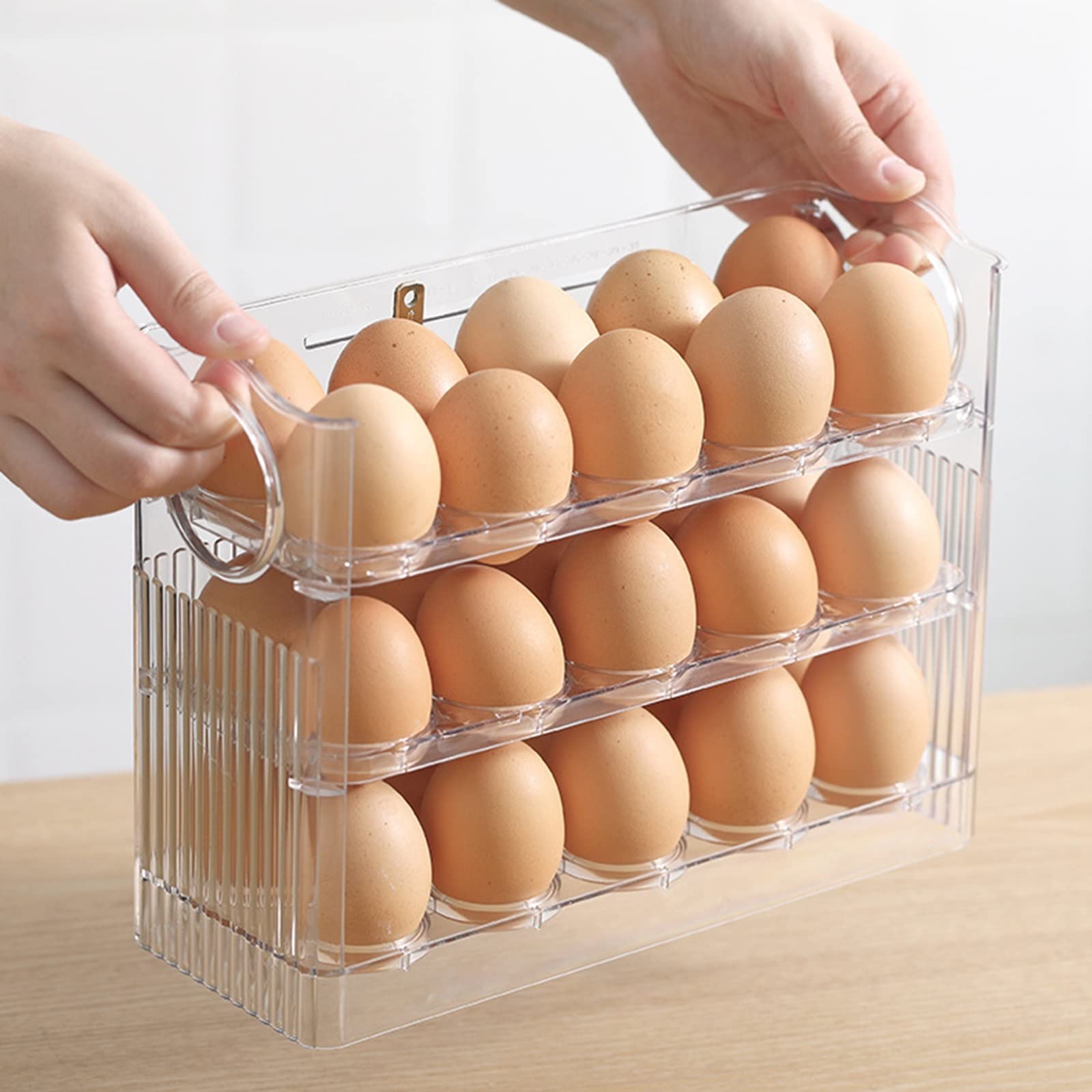 Compartimiento de Huevos para refrigerador, Soporte para Huevos, Puerta de Nevera abatible de 3 Capas, Estante de Almacenamiento de Huevos, Bandeja, contenedor, ahorrador de Espacio