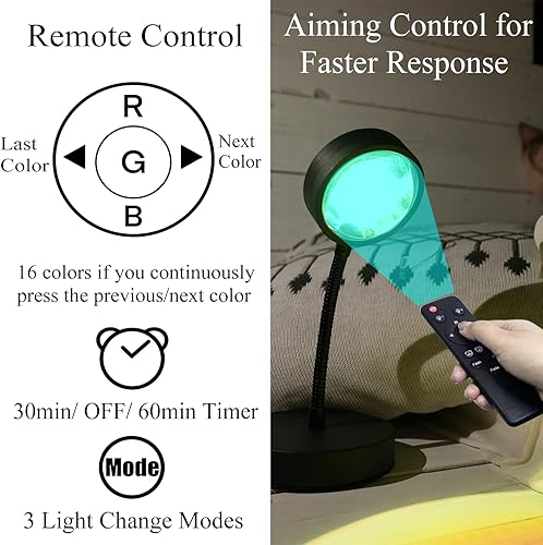 Miniatura 3 de JIMEI Lámpara de puesta de sol, lámpara LED para decoración de dormitorio, anochecer amanecer, amanecer, exterior, interiores, pulpo, modelos de luz