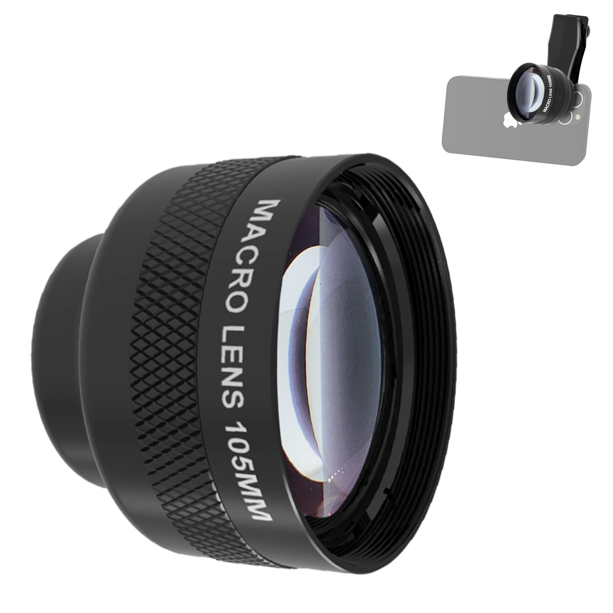 Veedzoens 105mm Macro Lens for iPhone Android Smartphone, Compatible with SmallRig NEEWER Phone Cage, with 17mm Thread Universal Phone Lens Clip and