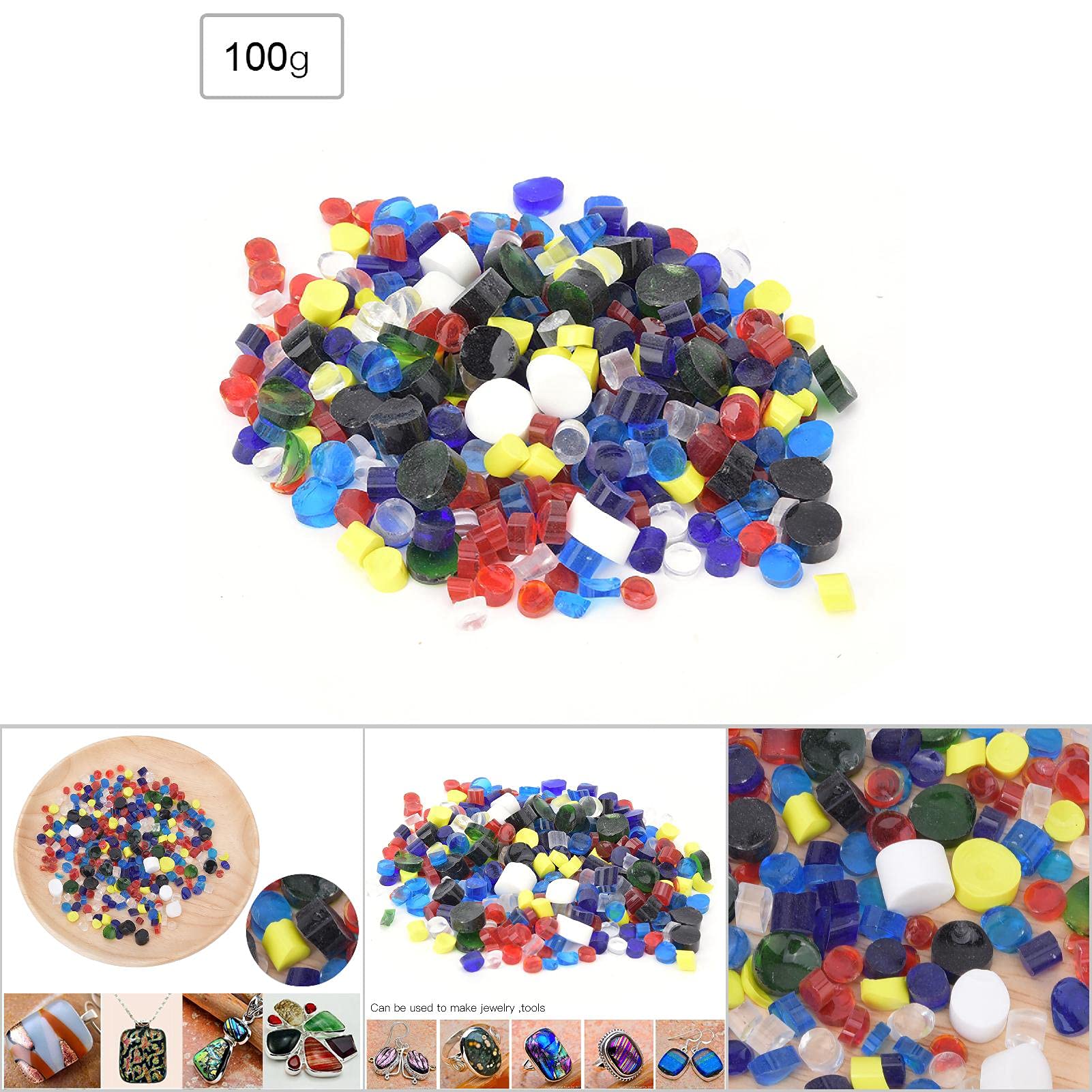 Verre à Fusion, Kit de Verre Coloré 100g pour Création de Bijoux et Projets Artistiques, Compatible avec Four à Micro-ondes et Travail à la Flamme