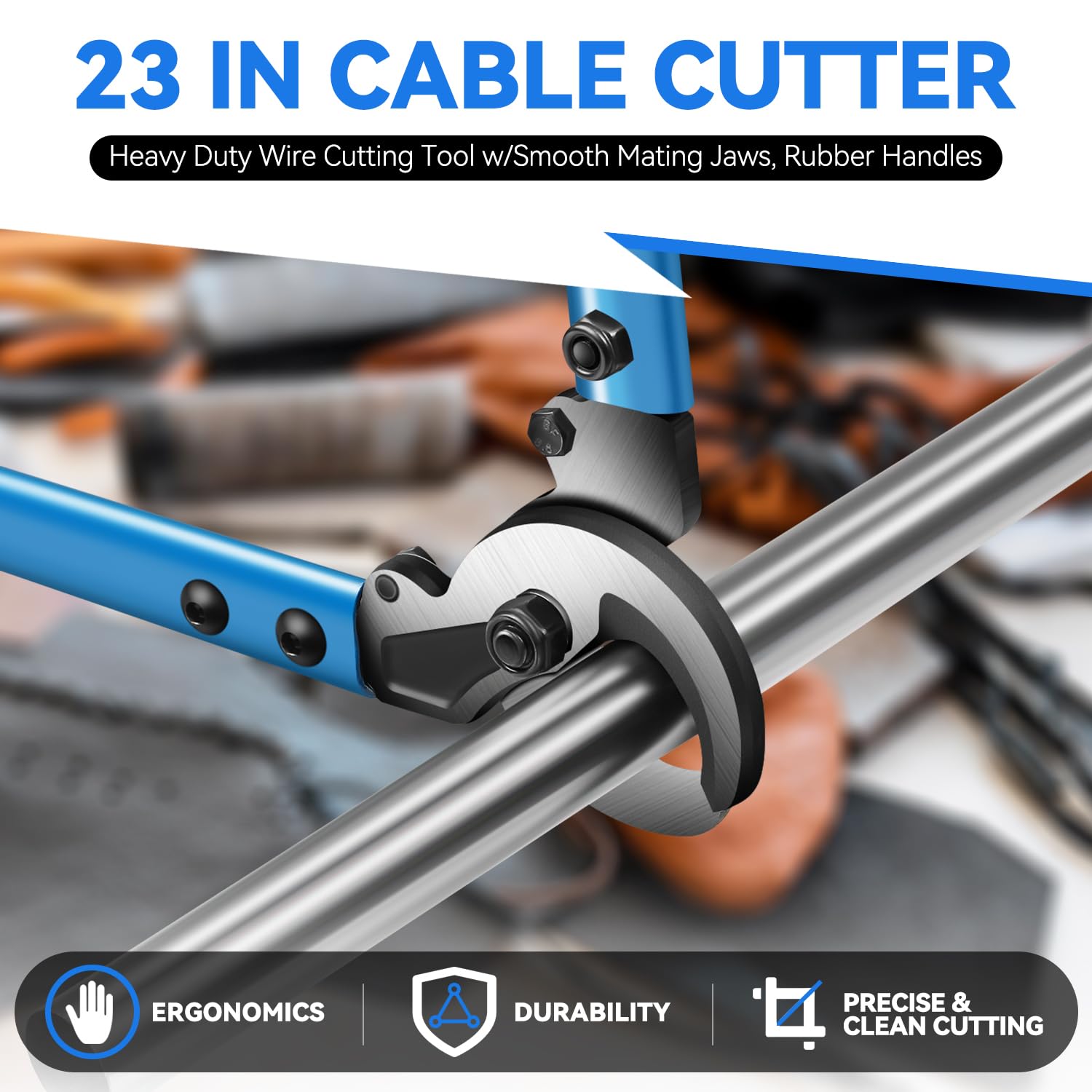 Heavy Duty Cable Cutters, Labor-Saving 23'' Long Arm Wire Cutter Pliers with Smooth Mating Jaws, Cable Cutting for Aluminum, Copper, Communication Wires