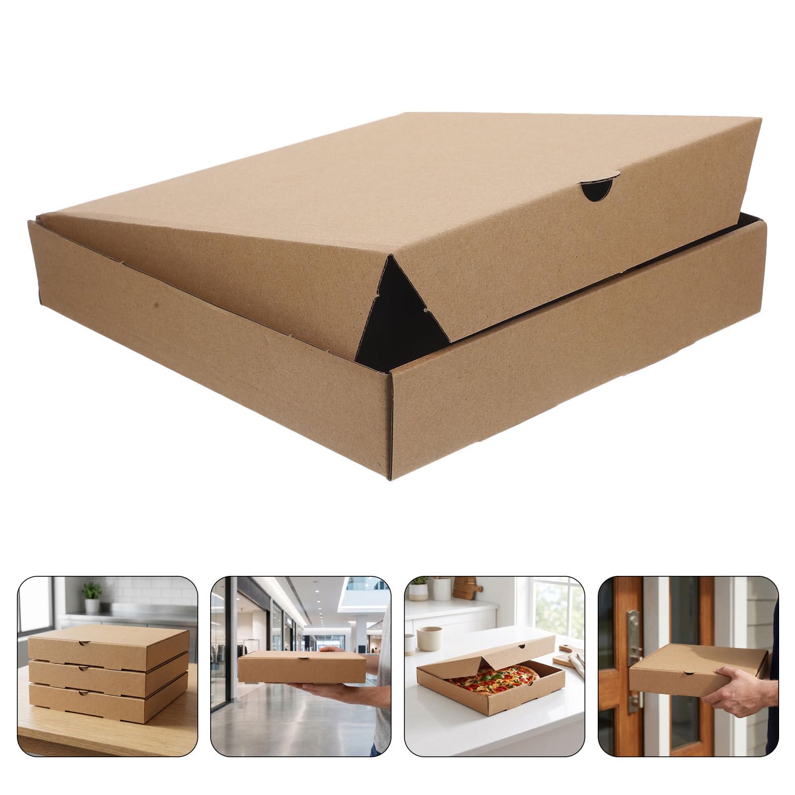 20 Piezas Caja de Pizza Cuadrada de Cartón Kraft, Cierre Fiable