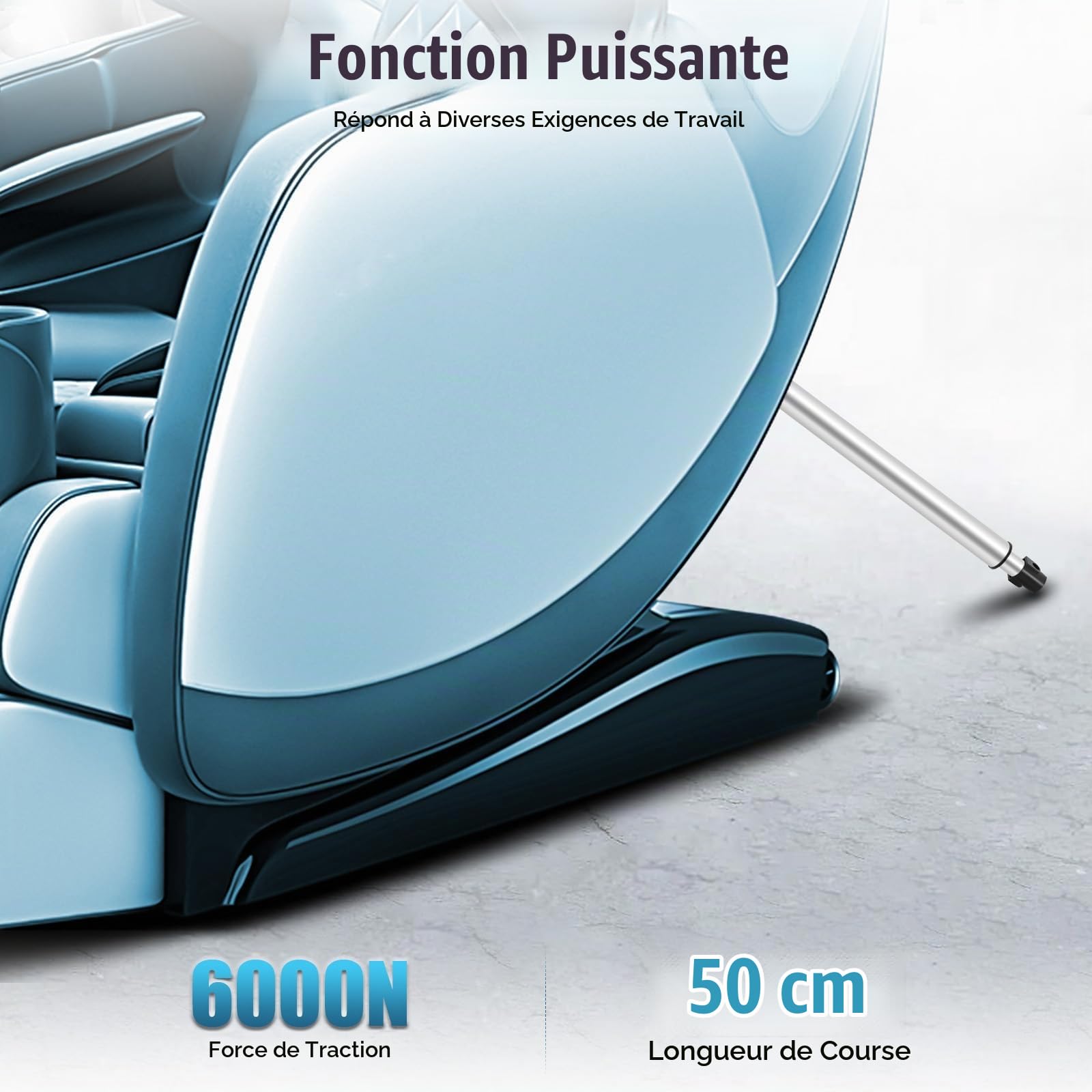 Actionneur Linéaire, Vérin Électrique 12V 6000N, Moteur Linéaire Course 500mm avec Interrupteurs de Fin de Course, Étanche IP44, Vitesse 5mm/s, pour Fauteuil Massant, Table Élévatrice, Lève-TV, Canapé