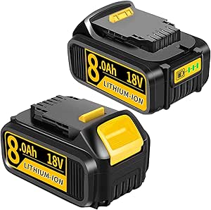 2 Pack 8.0Ah Replacement for Dewalt 18V Battery Compatible with Dewalt Battery 18V DCB184 DCB200 DCB200-2 DCB201 DCB201-2 with LED Indicator