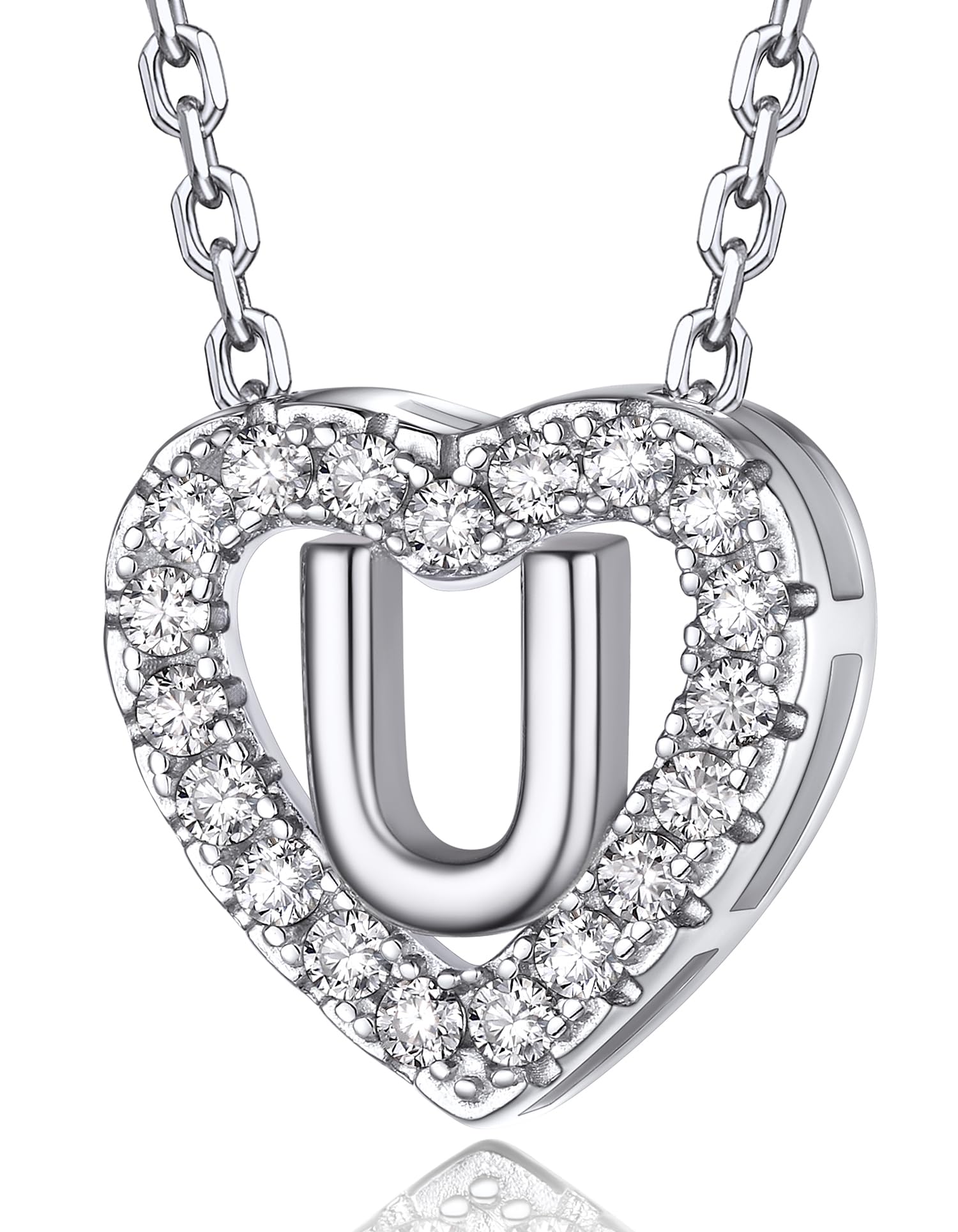 MomentWish Herz Kette mit Buchstaben A-Z Anhänger, Moissanit Diamant Initialen Halskette Damen,Personalisierte Geburtstagsgeschenk für Frauen Damen Weihnachtsgeschenke