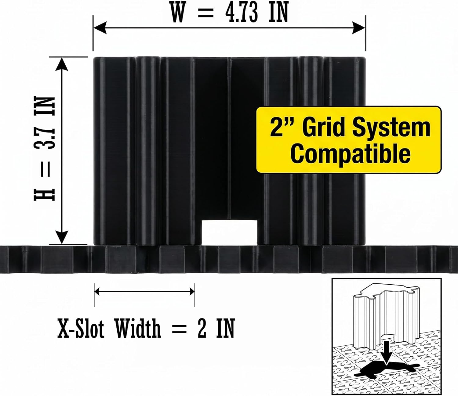 4 Pack Truck Bed Cargo Blocks for 2-Inch Grid Mat Systems,Stationary Blocker for Truck Cargo Management Systems, Keep Tools, Box & Gear from Sliding in Pickup Truck Bed(2" Slot)