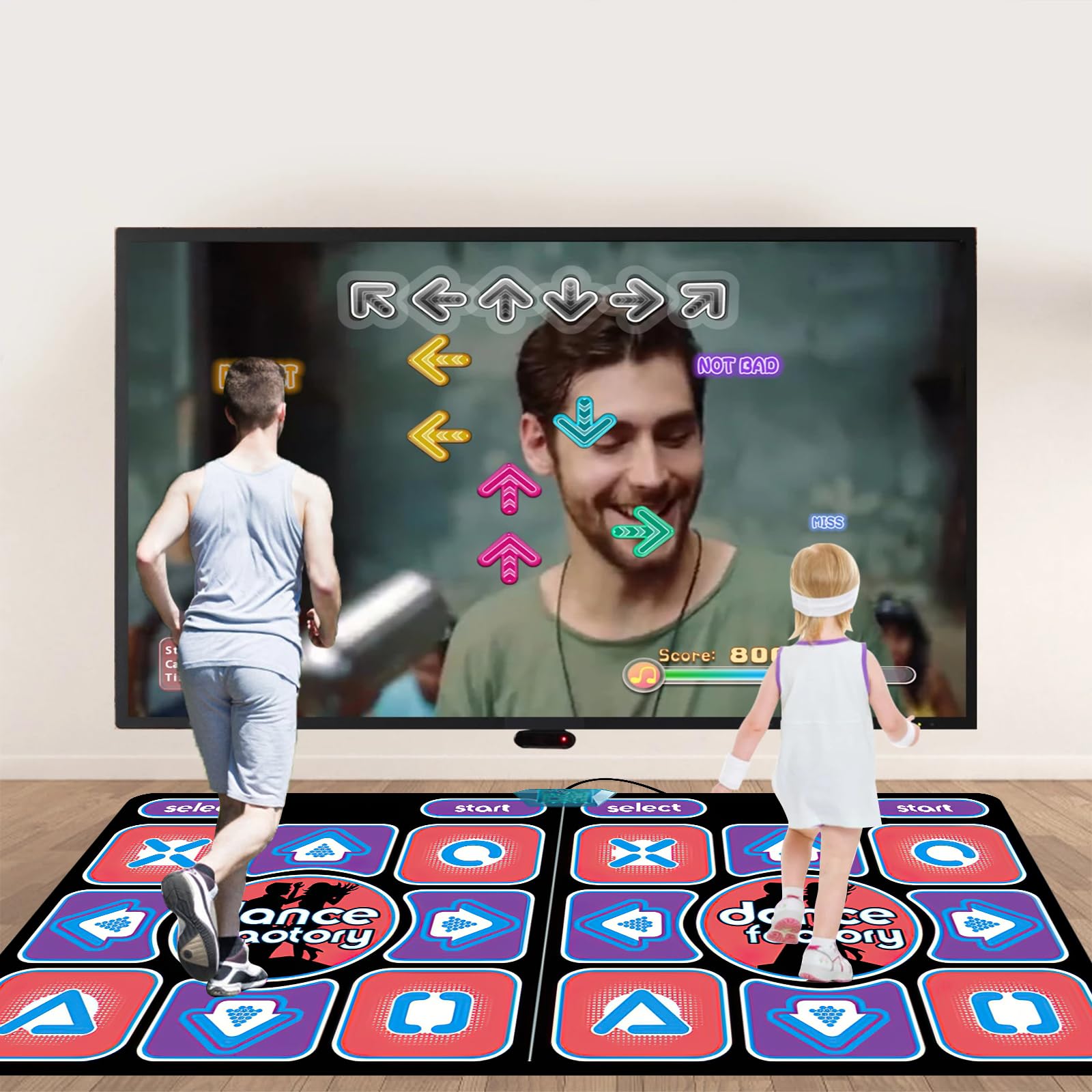 Tappetino da ballo 2 in 1 per TV e PC, doppio tappetino da ballo per bambini adulti, t-apis di d-anse interattivo con 2 controller di gioco, 100 canzoni e 65 giochi, per fitness, danza e festa