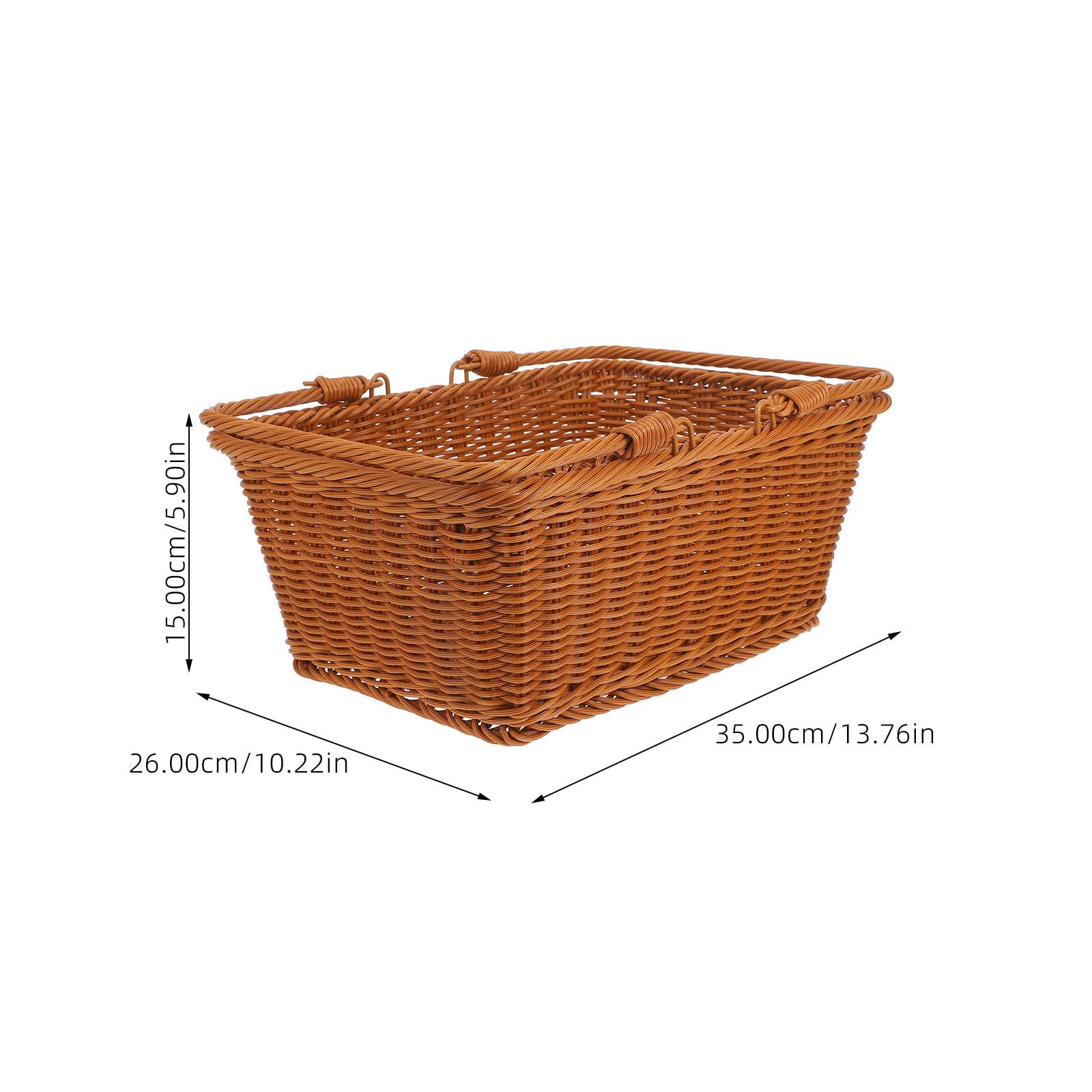 YARNOW Cesta Tejida Portátil de Plástico Marrón para Picnic y Almacenamiento de Frutas y Snacks, Ligera y Fácil de Transportar para Uso Interior y Exterior