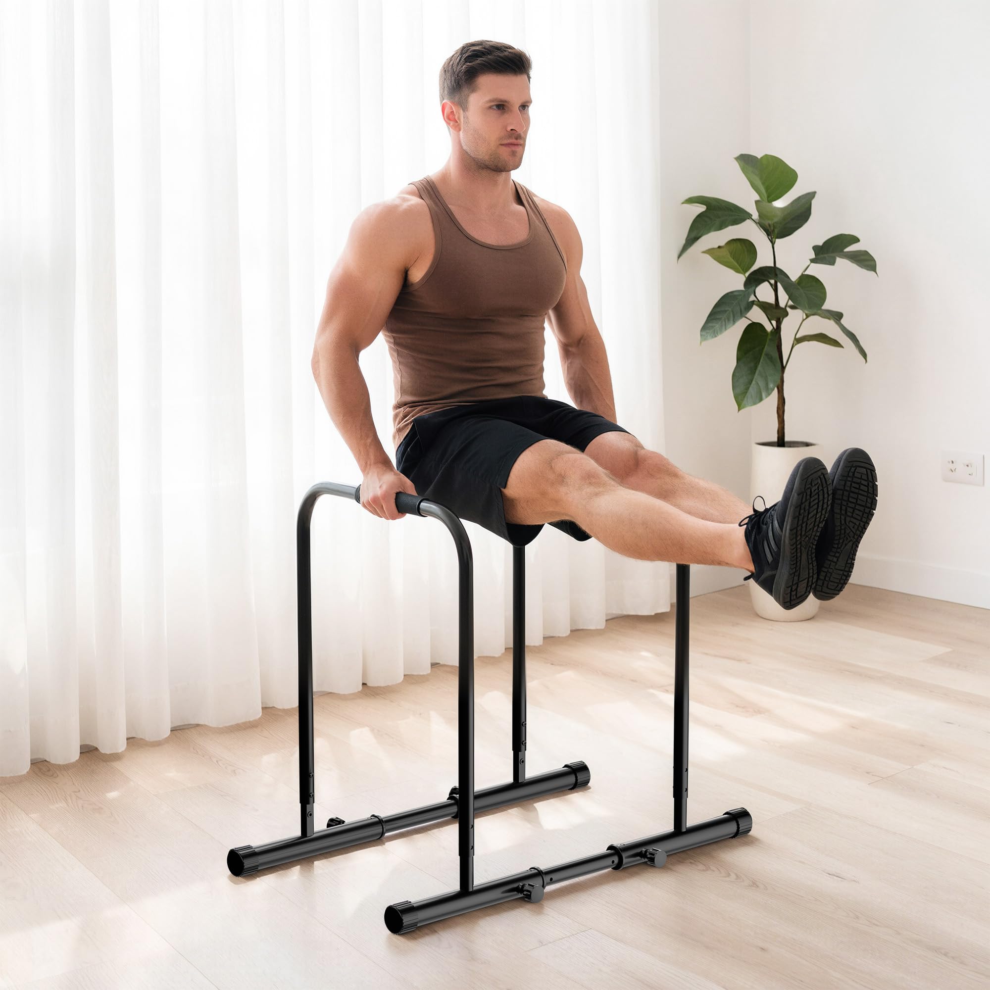 Barras Paralelas Ajustables para Fondos, Barras de Calistenia, Estación de Entrenamiento y Musculación para Casa, Altura 80,5-94 cm, Ancho 85-103 cm, Capacidad de Carga 249 kg
