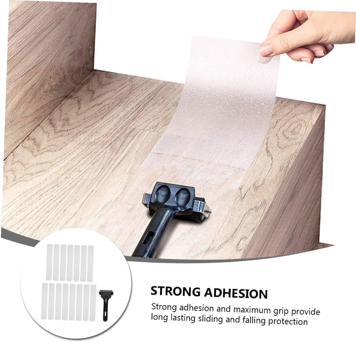 15pcs Bathtub Anti-slip Tape Strips with Roller, Self-adhesive Bathroom Non-skid Grip Tape 4x24in for Stairs and Shower Safety