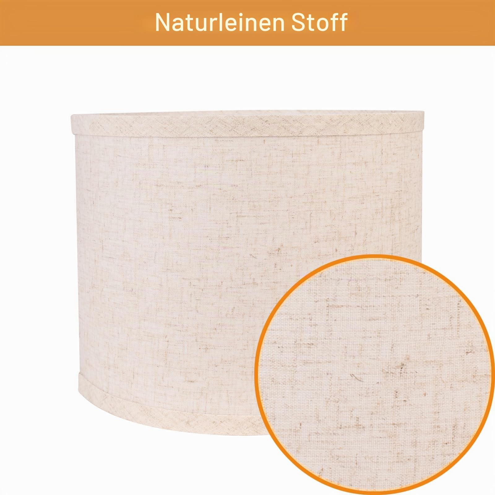 Stoff Lampenschirm, Ø 28cm, Mittlerer Trommel Lampenschirm für Tischlampe Stehlampen, Naturleinen Leicht zu montierende, E27 Fassung, 11" x 8.85" (Weiß)