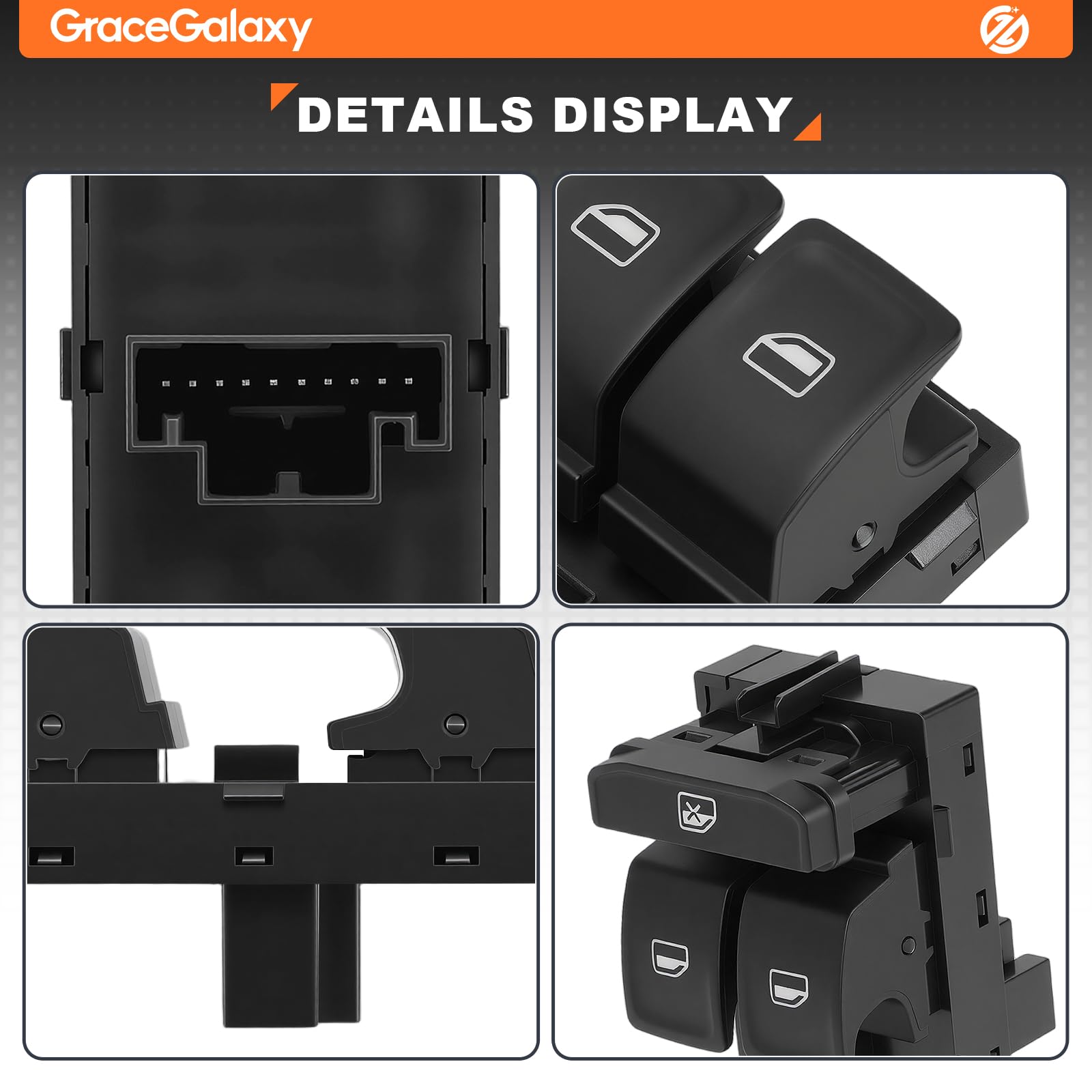 GraceGalaxy Interruptor de elevalunas 5E0959857E delantero izquierdo para S-ko-da O-cta-via 2013-2017, Fabia 2015-,5E0959857 5E0959857A