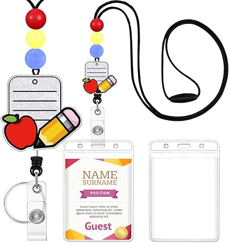 Miniatura 1 de Plifal Cordones para profesores para tarjetas de identificación, carrete retráctil, lindo y divertido diseño de tortuga de dibujos animados con