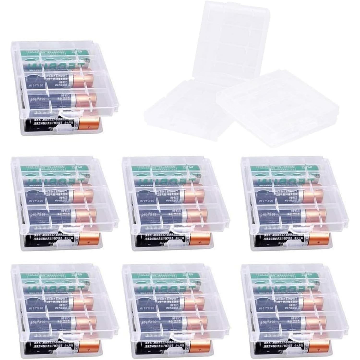 Paicreate 9 Pcs Clear Cell Battery Storage Holder, AA/AAA Storage Case, Hard Plastic Batteries Storage Boxes, for AA/AAA Rechargeable Batteries