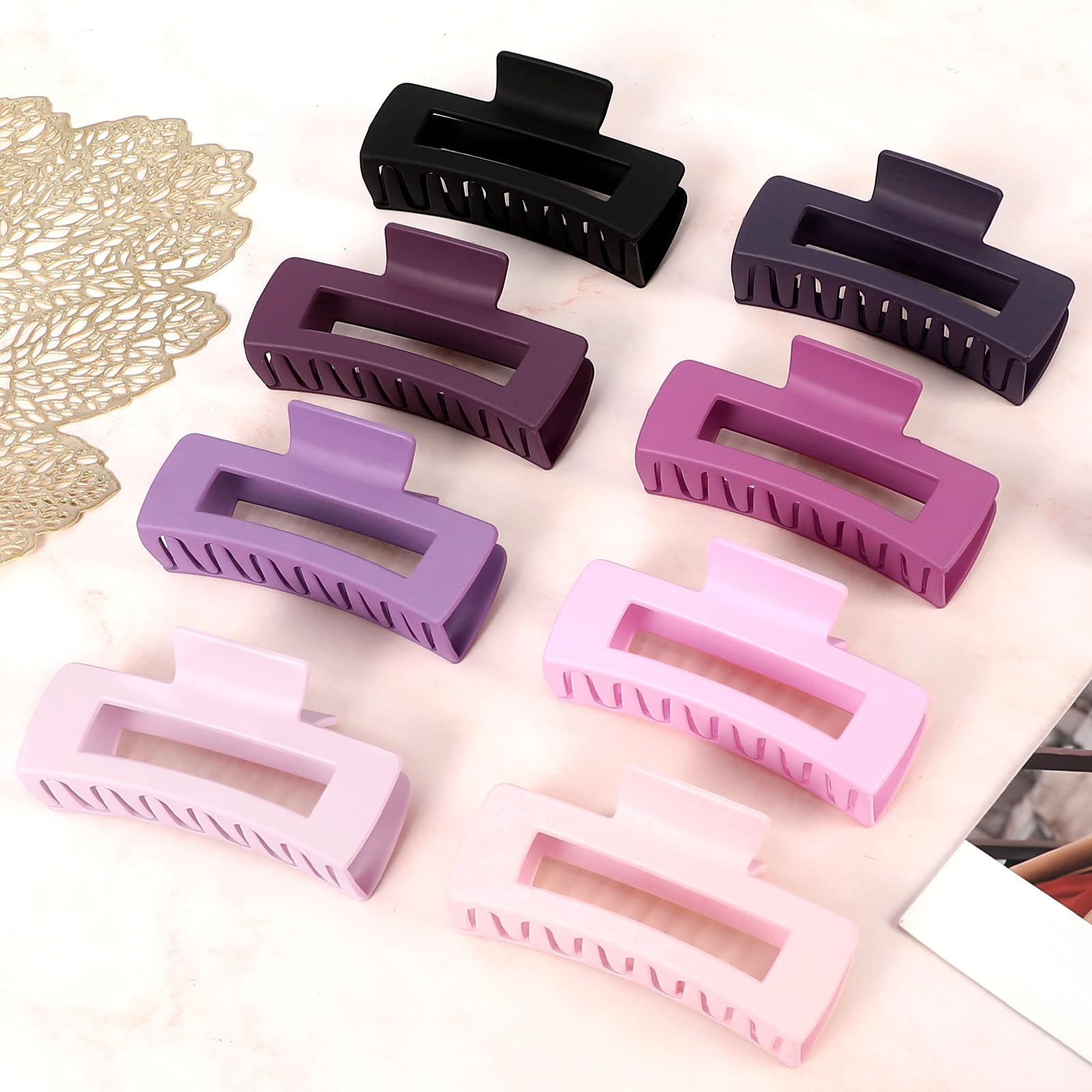 CHANDAT Große Haarspangen, 10,4 cm, bunt, 8 Stück – Haarspangen für dickes und dünnes Haar, quadratische Haarklammern, Großpackung Haarschmuck für Damen und Mädchen (Lavendel)