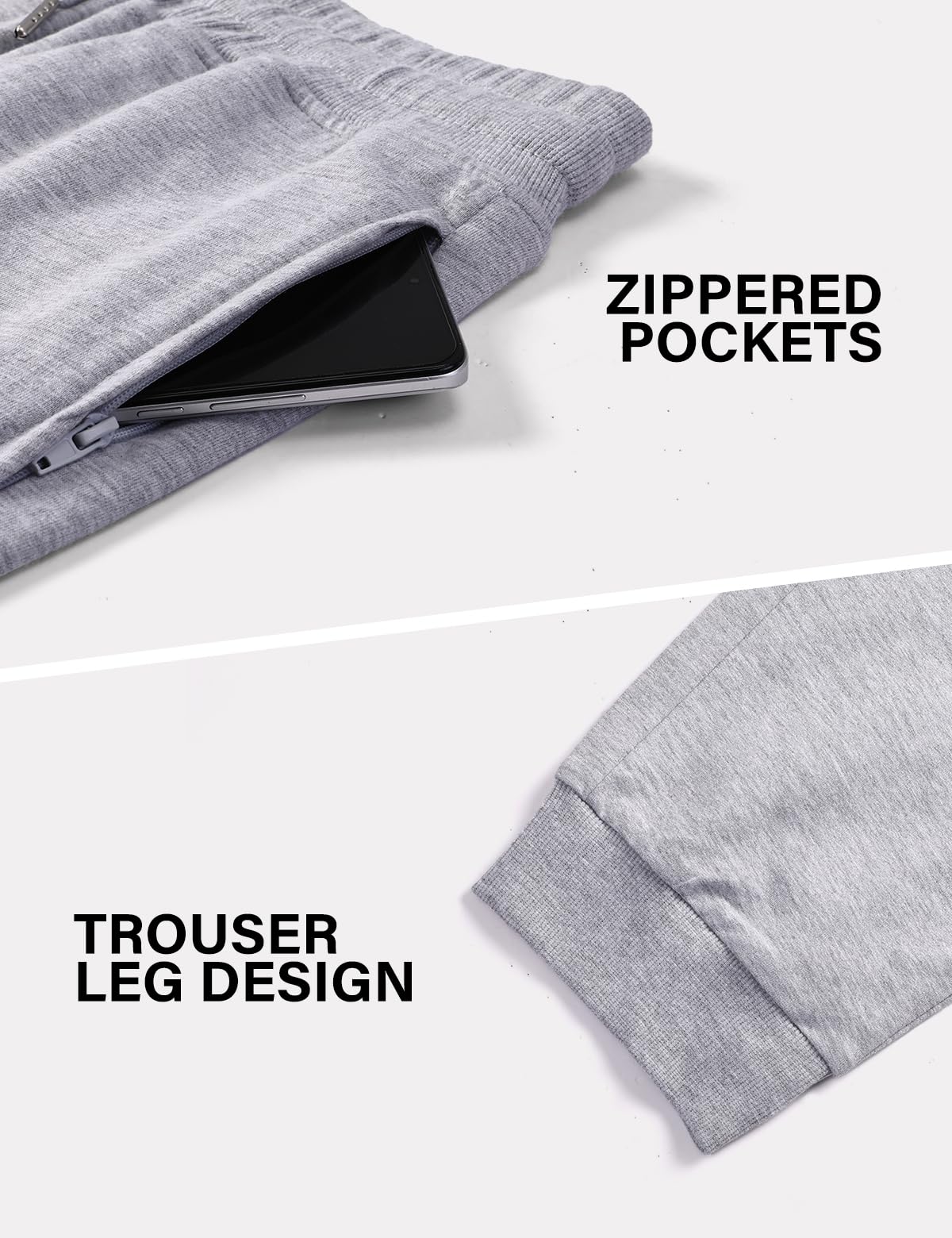 Arjen Kroos Pantaloni Tuta Uomo Sportivi Lunghi in Cotone Jogging Tasche con Cerniera Jogger da Allenamento Casuals Fitness