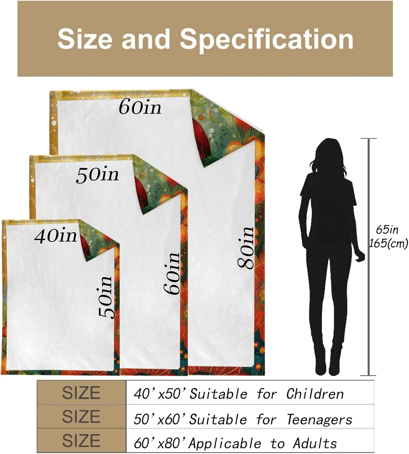 Ladybug Throw Blanket for Adults Kids, 50x60 in, Garden Theme Flannel Blankets for Bedroom, Couch, Travel, Home Decor, Fuzzy Soft Cozy Warm Gifts - Image 3