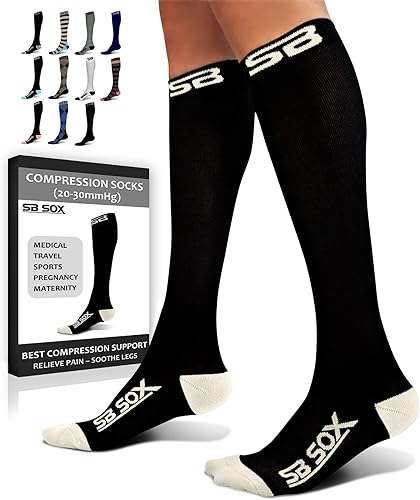 Miniatura 38 de SB SOX - Calcetines de compresión (20-30 mmHg) para hombres y mujeres - Calcetines de compresión para usar todo el día, mejoran el flujo sanguíneo