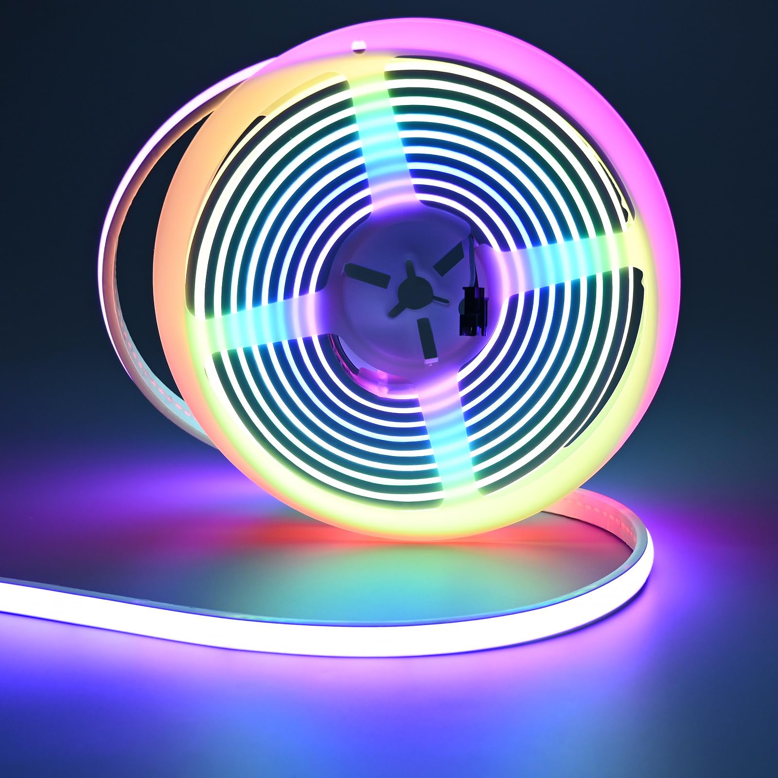 24V RGB+IC COB LED Streifen 5M IP67 Wasserdicht 16W/M 576LEDs/M | 12mm Selbstklebend Schneidbar Mehrfarbig mit Farbwechsel Effekten für Innen Außen DIY Deko (ohne Adapter und Controller)