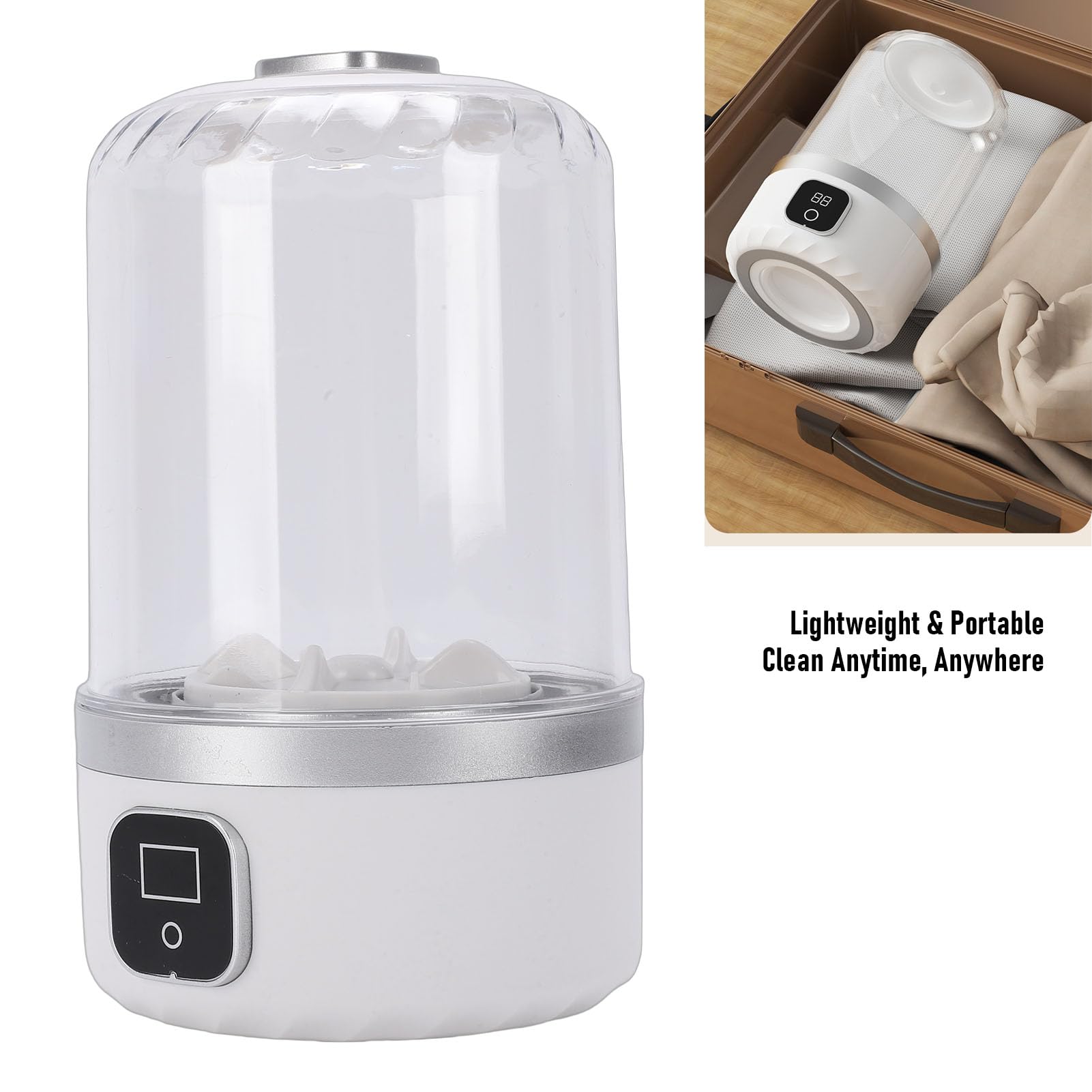 Tragbare Waschmaschine, 1 L Mini-Unterwäschewaschmaschine, Wiederaufladbare Kleine Automatische Waschmaschine für Socken, Reisen, Wohnmobil, Apartment, Hotel, Wohnheim